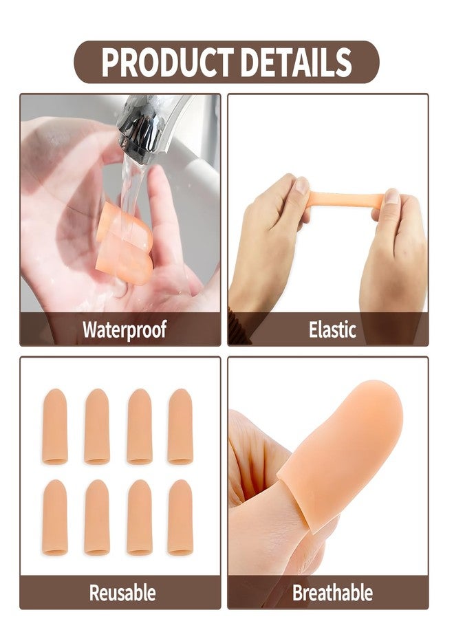 Creztail 10PCS Silicone Finger Protectors Cots Thumb Protector - Waterproof Finger Protector for Cuts, Injuries & Crafting, Fingertip Protector Glove That Covers Thumb Finger Covers(Medium & Large, Nude) - Image 5